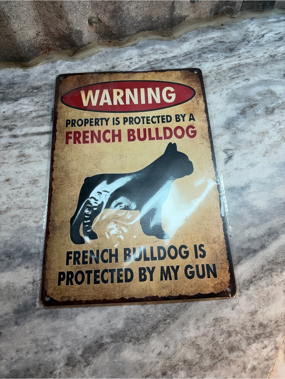 Warning French Bulldog Metal Sign - Vintage Style